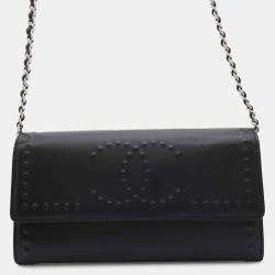 Chanel Black Leather Chain Wallet 