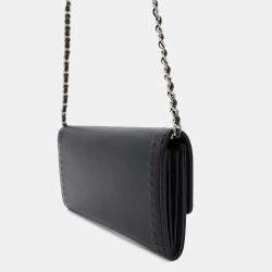 Chanel Black Leather Chain Wallet 