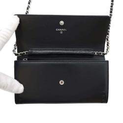Chanel Black Leather Chain Wallet 