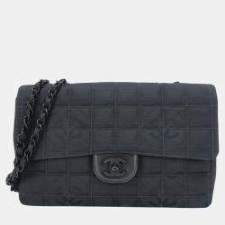 Chanel Black Jacquard Nylon New Travel Line Shoulder Bag