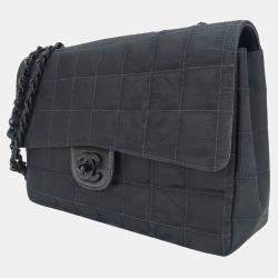 Chanel Black Jacquard Nylon New Travel Line Shoulder Bag