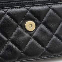 Chanel Black Leather Pearl Chain Wallet