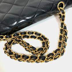 Pre Owned Chanel Black Lambskin Quilted Paris Flap Shoulder Bag