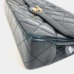 Pre Owned Chanel Black Lambskin Quilted Paris Flap Shoulder Bag