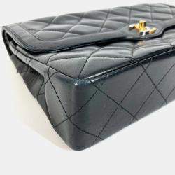 Pre Owned Chanel Black Lambskin Quilted Paris Flap Shoulder Bag