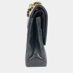 Pre Owned Chanel Black Lambskin Quilted Paris Flap Shoulder Bag
