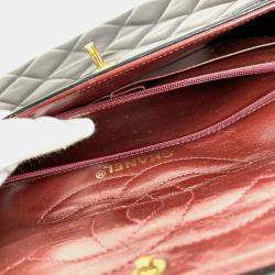 Pre Owned Chanel Black Lambskin Quilted Paris Flap Shoulder Bag