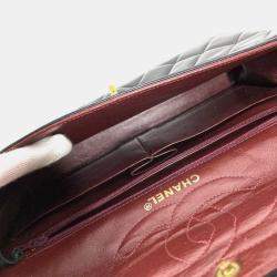 Pre Owned Chanel Black Lambskin Quilted Paris Flap Shoulder Bag