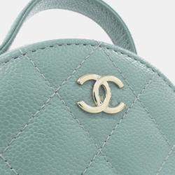 Chanel Green Caviar Leather Round Chain Shoulder Bag