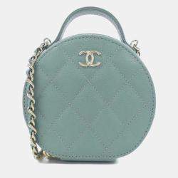 Chanel Green Caviar Leather Round Chain Shoulder Bag