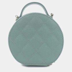 Chanel Green Caviar Leather Round Chain Shoulder Bag