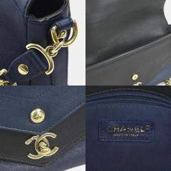 Pre Owned Chanel Blue/Black Quilted Lambskin Leather Small Double Chevron Flap Bag
