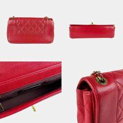 Chanel Red Leather Mademoiselle Vintage Shoulder Bag