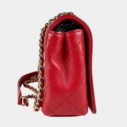 Chanel Red Leather Mademoiselle Vintage Shoulder Bag