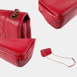 Chanel Red Leather Mademoiselle Vintage Shoulder Bag