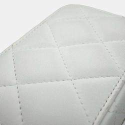 Chanel White Lambskin Quilted Mini Golden Plate Clutch With Chain 
