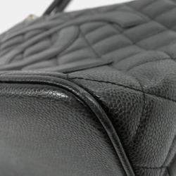 Chanel Black Caviar Leather Medallion Tote Bag 