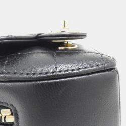 Chanel Black Lambskin Quilted CC In Love Heart Coin Purse With Chain 