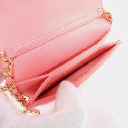 Chanel Pink Leather Flap Shoulder Bag