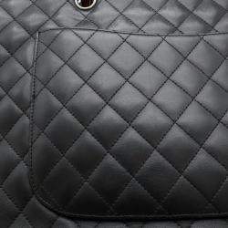 Pre Owned Chanel Black Calfskin Enamel Cambon Line Large Tote Bag 