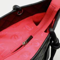 Pre Owned Chanel Black Calfskin Enamel Cambon Line Large Tote Bag 