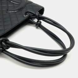 Pre Owned Chanel Black Calfskin Enamel Cambon Line Large Tote Bag 