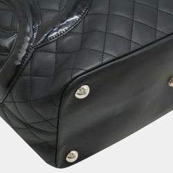 Pre Owned Chanel Black Calfskin Enamel Cambon Line Large Tote Bag 