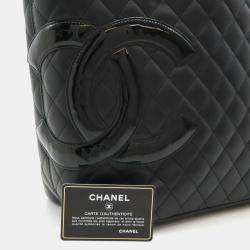 Pre Owned Chanel Black Calfskin Enamel Cambon Line Large Tote Bag 