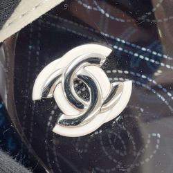 Chanel Black/White Camellia Bucket Vinyl Chain Shoulder Bag 
