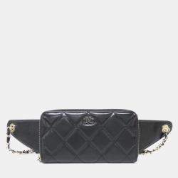 Chanel Black Calfskin Quilted CC Waist Bag