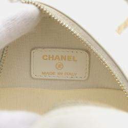 Pre Owned Chanel White Calfskin 19 Round Chain Shoulder Bag 