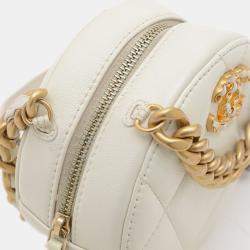 Pre Owned Chanel White Calfskin 19 Round Chain Shoulder Bag 