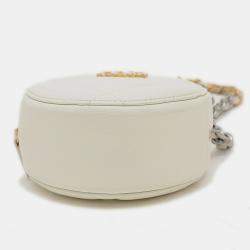 Pre Owned Chanel White Calfskin 19 Round Chain Shoulder Bag 