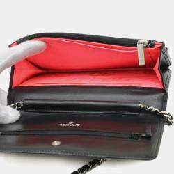 Chanel Black Calfskin Cambon Line Chain Wallet 