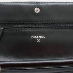 Chanel Black Calfskin Cambon Line Chain Wallet 