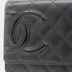 Chanel Black Calfskin Cambon Line Chain Wallet 
