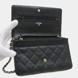 Chanel Black Calfskin Cambon Line Chain Wallet 