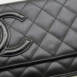 Chanel Black Calfskin Cambon Line Chain Wallet 