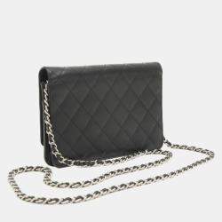 Chanel Black Calfskin Cambon Line Chain Wallet 