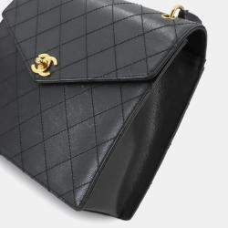 Chanel Black Vintage Quilted Envelope Flap Bag