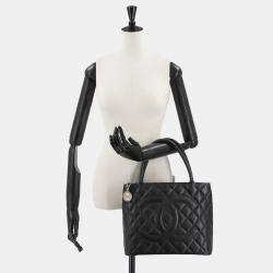 Chanel Black Caviar Skin Medallion Tote Bag 