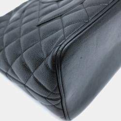 Pre Owned Chanel Black Caviar Skin Medallion Tote Bag