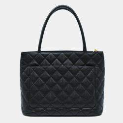 Pre Owned Chanel Black Caviar Skin Medallion Tote Bag