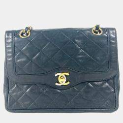Chanel Matelasse Quilted Cc Coco Mark Bag W Chain Crossbody Flap Shoulder Lambskin Black