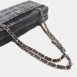 Chanel Black Lambskin Square Stitched Shoulder Bag 