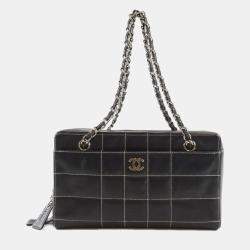 Chanel Black Lambskin Square Stitched Shoulder Bag 