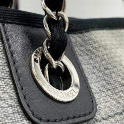 Chanel Deauville Pm Tote Bag Shoulder Canvas Grey