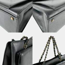 Chanel Black Leather CC Front Pocket Tote Bag