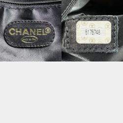 Chanel Black Leather CC Front Pocket Tote Bag