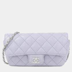 Chanel Quilted Caviar Classic Flap Phone Holder with Chain